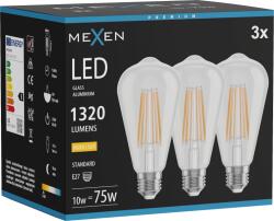 Mexen Vintis 3x LED filament izzó E27, ST64, 10W, Meleg - 2700K, 1320 lm, átlátszó - L152-E27-1027-00x03 (L152-E27-1027-00x03)