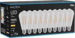 Mexen Vintis 10x Bec LED cu filament E27, ST64, 8W, Caldă - 2700K, 1055 lm, transparent - L152-E27-0827-00x10 (L152-E27-0827-00x10)