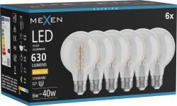Mexen Vintis 6x Bec LED filament spirală E27, G80, 6W, Caldă - 2700K, 630 lm, clar - L165-E27-0627-00x06 (L165-E27-0627-00x06)