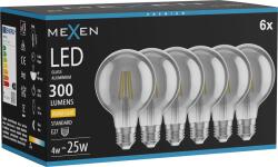 Mexen Vintis 6x LED izzószálas E27, G80, 4W, Meleg - 2700K, 300 lm, füstszínű - L155-E27-0427-70x06 (L155-E27-0427-70x06)