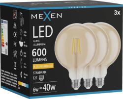 Mexen Vintis 3x LED filament izzó E27, G125, 6W, Meleg - 2200K, 600 lm, borostyán - L158-E27-0622-50x03 (L158-E27-0622-50x03)