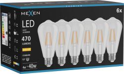 Mexen Vintis 6x Bec LED tip filament E27, ST64, 4W, Cald - 2700K, 470 lm, transparent - L152-E27-0427-00x06 (L152-E27-0427-00x06)