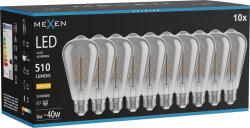 Mexen Vintis 10x LED filament spirál izzó E27, ST64, 6W, Meleg - 2700K, 510 lm, füst - L162-E27-0627-70x10 (L162-E27-0627-70x10)