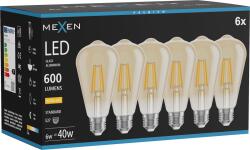 Mexen Vintis 6x LED filament izzó E27, ST64, 6W, Meleg - 2700K, 600 lm, borostyán - L152-E27-0627-50x06 (L152-E27-0627-50x06)