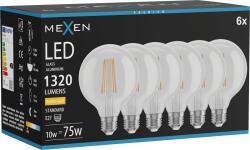 Mexen Vintis 6x Bec cu filament LED E27, G95, 10W, Cald - 2700K, 1320 lm, transparent - L157-E27-1027-00x06 (L157-E27-1027-00x06)