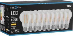 Mexen Vintis 10x LED filament izzó E27, A60, 8W, Meleg - 2200K, 1055 lm, átlátszó - L150-E27-0822-00x10 (L150-E27-0822-00x10)