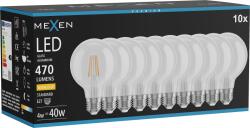Mexen Vintis 10x LED filament izzó E27, G80, 4W, Meleg - 2700K, 470 lm, átlátszó - L155-E27-0427-00x10 (L155-E27-0427-00x10)