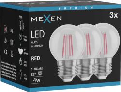 Mexen Vintis 3x LED filament izzó E27, G45, 4W, 55 lm, piros - L156-E27-04XX-45x03 (L156-E27-04XX-45x03)
