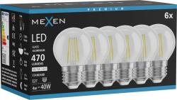 Mexen Vintis 6x LED filament izzó E27, G45, 4W, Semleges - 4000K, 470 lm, átlátszó - L156-E27-0427-00x06 (L156-E27-0440-00x06)
