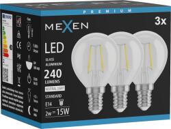 Mexen Vintis 3x LED filament izzó E14, G45, 2W, Semleges - 4000K, 240 lm, átlátszó - L156-E14-0240-00x03 (L156-E14-0240-00x03)