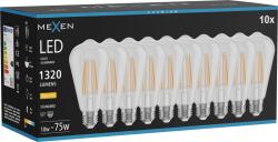 Mexen Vintis 10x LED filament izzó E27, ST64, 10W, Meleg - 2700K, 1320 lm, átlátszó - L152-E27-1027-00x10 (L152-E27-1027-00x10)