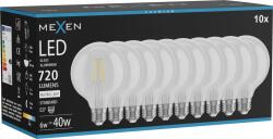 Mexen Vintis 10x LED filament izzó E27, G95, 6W, Semleges - 4000K, 720 lm, átlátszó - L157-E27-0640-00x10 (L157-E27-0640-00x10)