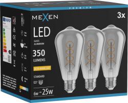 Mexen Vintis 3x LED spirál filament izzó E27, ST64, 6W, Meleg - 2200K, 350 lm, füstszínű - L162-E27-0622-70x03 (L162-E27-0622-70x03)
