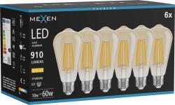 Mexen Vintis 6x LED filament izzó E27, ST64, 10W, Meleg - 2700K, 910 lm, borostyán - L152-E27-1027-50x06 (L152-E27-1027-50x06)