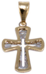 Ékszershop Bicolor vésett pici arany kereszt medál (1342221)