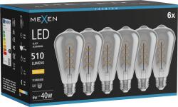 Mexen Vintis 6x LED spirál izzó E27, ST64, 6W, Meleg - 2700K, 510 lm, füstös - L162-E27-0627-70x06 (L162-E27-0627-70x06)