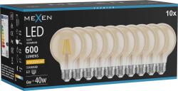 Mexen Vintis 10x filament LED izzó E27, G80, 6W, Meleg - 2200K, 600 lm, borostyán - L155-E27-0622-50x10 (L155-E27-0622-50x10)
