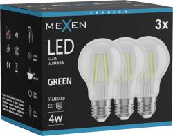 Mexen Vintis 3x filament LED izzó E27, A60, 4W, 55 lm, zöld - L150-E27-04XX-46x03 (L150-E27-04XX-46x03)