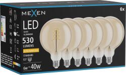 Mexen Vintis 6x LED szálspirál izzó E27, G125, 6W, Meleg - 2200K, 530 lm, ámbra - L168-E27-0622-50x06 (L168-E27-0622-50x06)