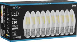 Mexen Vintis 10x LED filament izzó E27, C35, 6W, Semleges - 4000K, 720 lm, áttetsző - L154-E27-0640-00x10 (L154-E27-0640-00x10)