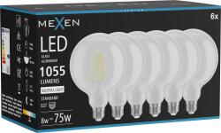 Mexen Vintis 6x Filament LED izzó E27, G125, 8W, Semleges - 4000K, 1055 lm, átlátszó - L158-E27-0840-00x06 (L158-E27-0840-00x06)