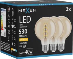 Mexen Vintis 3x LED filament spirálizzó E27, G80, 6W, Meleg - 2700K, 530 lm, borostyán - L165-E27-0627-50x03 (L165-E27-0627-50x03)