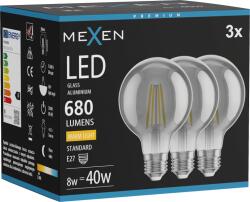 Mexen Vintis 3x LED filament izzó E27, G80, 8W, Meleg - 2700K, 680 lm, füstös - L155-E27-0827-70x03 (L155-E27-0827-70x03)