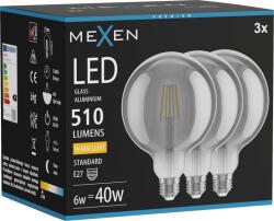 Mexen Vintis 3x LED filament izzó E27, G125, 6W, Meleg - 2700K, 510 lm, füstszínű - L158-E27-0627-70x03 (L158-E27-0627-70x03)