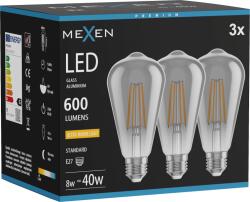 Mexen Vintis 3x LED filament izzó E27, ST64, 8W, Meleg - 2200K, 600 lm, füstös - L152-E27-0822-70x03 (L152-E27-0822-70x03)