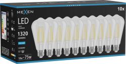 Mexen Vintis 10x LED filament izzó E27, ST64, 10W, Hideg - 6500K, 1320 lm, átlátszó - L152-E27-1040-00x10 (L152-E27-1065-00x10)