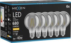 Mexen Vintis 6x LED filament izzó E27, G80, 8W, Meleg - 2700K, 680 lm, füstszínű - L155-E27-0827-70x06 (L155-E27-0827-70x06)