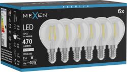 Mexen Vintis 6x LED filament izzó E14, G45, 4W, Semleges - 4000K, 470 lm, átlátszó - L156-E14-0427-00x06 (L156-E14-0440-00x06)