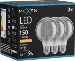 Mexen Vintis 3x LED filament izzó E27, G80, 2W, Meleg - 2200K, 150 lm, füstszínű - L155-E27-0222-70x03 (L155-E27-0222-70x03)