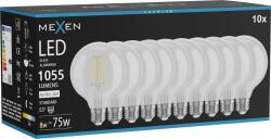 Mexen Vintis 10x LED filament izzó E27, G95, 8W, Semleges - 4000K, 1055 lm, átlátszó - L157-E27-0840-00x10 (L157-E27-0840-00x10)