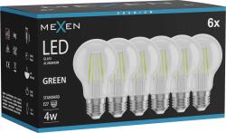 Mexen Vintis 6x LED filament izzó E27, A60, 4W, 55 lm, zöld - L150-E27-04XX-46x06 (L150-E27-04XX-46x06)
