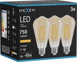 Mexen Vintis 3x LED filament izzó E27, ST64, 8W, Meleg - 2200K, 750 lm, borostyán - L152-E27-0822-50x03 (L152-E27-0822-50x03)