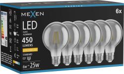 Mexen Vintis 6x Filament LED izzó E27, G80, 6W, Meleg - 2200K, 450 lm, füstös - L155-E27-0622-70x06 (L155-E27-0622-70x06)