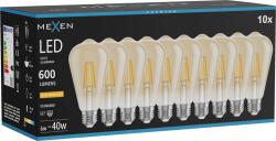 Mexen Vintis 10x LED filament izzó E27, ST64, 6W, Meleg - 2200K, 600 lm, borostyán - L152-E27-0622-50x10 (L152-E27-0622-50x10)
