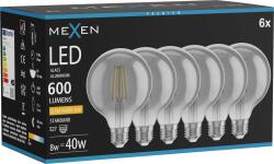 Mexen Vintis 6x LED filament izzó E27, G95, 8W, Meleg - 2200K, 600 lm, füstös - L157-E27-0822-70x06 (L157-E27-0822-70x06)