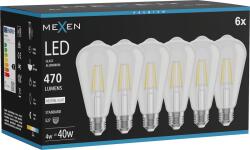 Mexen Vintis 6x LED filament izzó E27, ST64, 4W, Semleges - 4000K, 470 lm, tiszta - L152-E27-0440-00x06 (L152-E27-0440-00x06)