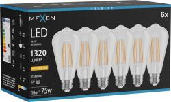 Mexen Vintis 6x LED filament izzó E27, ST64, 10W, Meleg - 2200K, 1320 lm, tiszta - L152-E27-1022-00x06 (L152-E27-1022-00x06)