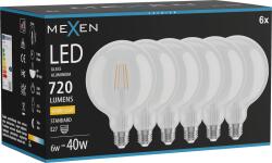 Mexen Vintis 6x LED filament izzó E27, G125, 6W, Meleg - 2700K, 720 lm, átlátszó - L158-E27-0627-00x06 (L158-E27-0627-00x06)