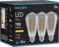 Mexen Vintis 3x LED filament izzó E27, ST64, 10W, Meleg - 2200K, 780 lm, füst - L152-E27-1022-70x03 (L152-E27-1022-70x03)