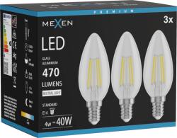 Mexen Vintis 3x LED filament izzó E14, C35, 4W, Semleges - 4000K, 470 lm, átlátszó - L154-E14-0427-00x03 (L154-E14-0440-00x03)