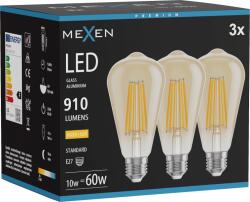 Mexen Vintis 3x LED filament izzó E27, ST64, 10W, Meleg - 2700K, 910 lm, borostyán - L152-E27-1027-50x03 (L152-E27-1027-50x03)