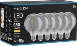 Mexen Vintis 6x LED filament izzó E27, G95, 8W, Meleg - 2700K, 680 lm, füstös - L157-E27-0827-70x06 (L157-E27-0827-70x06)