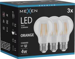 Mexen Vintis 3x LED filament izzó E27, A60, 4W, 55 lm, narancssárga - L150-E27-04XX-48x03 (L150-E27-04XX-48x03)