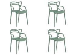  Set 4 scaune din plastic KATO, verde salvie