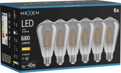 Mexen Vintis 6x LED filament izzó E27, ST64, 8W, Meleg - 2700K, 680 lm, füstszín - L152-E27-0827-70x06 (L152-E27-0827-70x06)