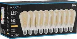 Mexen Vintis 10x LED spirális szál izzó E27, ST64, 4W, Meleg - 2200K, 360 lm, borostyán - L162-E27-0422-50x10 (L162-E27-0422-50x10)